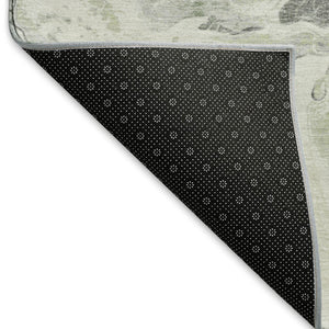 HomeRoots 10' X 14' Artichoke Green Gray Ivory Abstract Area Rug - Washable, Stain Resistant, UV Protected! 697254