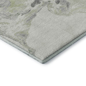 HomeRoots 10' X 14' Artichoke Green Gray Ivory Abstract Area Rug - Washable, Stain Resistant, UV Protected! 697254