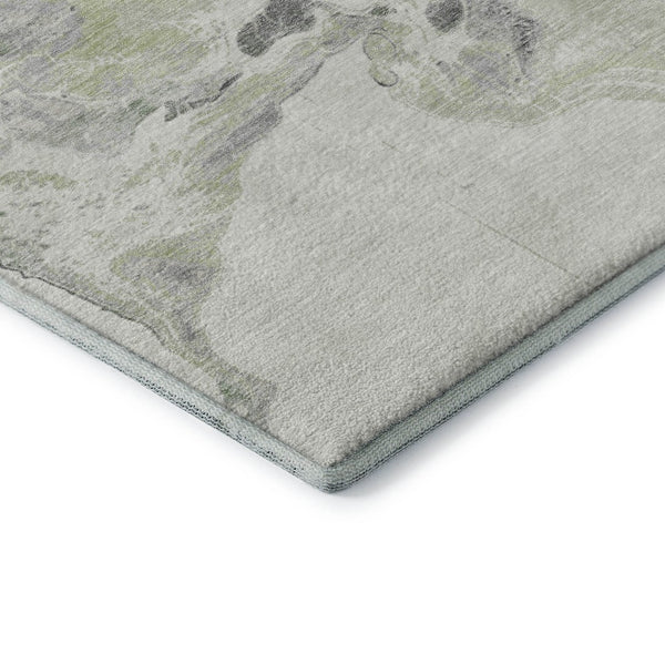 HomeRoots 10' X 14' Artichoke Green Gray Ivory Abstract Area Rug - Washable, Stain Resistant, UV Protected! 697254