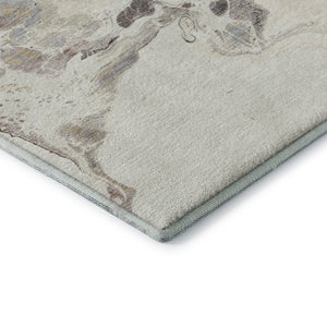 HomeRoots 5' X 8' Beige Blue Copper Abstract Washable Area Rug - Durable, UV-Protected, Kid & Pet Friendly! 697256