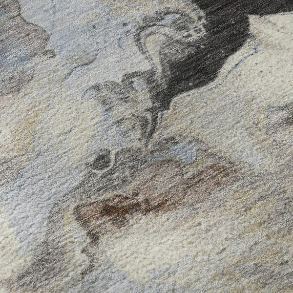 HomeRoots 5' X 8' Beige Blue Copper Abstract Washable Area Rug - Durable, UV-Protected, Kid & Pet Friendly! 697256