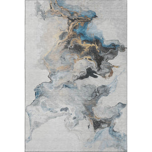 HomeRoots 5' X 8' Gray Blue And Copper Abstract Area Rug - Stylish, Washable, UV Protected for High-Traffic Spaces 697262
