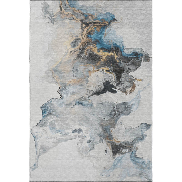 HomeRoots 5' X 8' Gray Blue And Copper Abstract Area Rug - Stylish, Washable, UV Protected for High-Traffic Spaces 697262