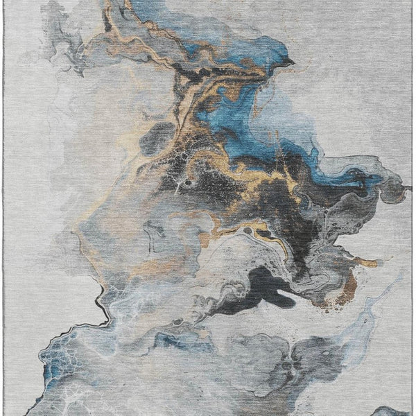 HomeRoots 5' X 8' Gray Blue And Copper Abstract Area Rug - Stylish, Washable, UV Protected for High-Traffic Spaces 697262