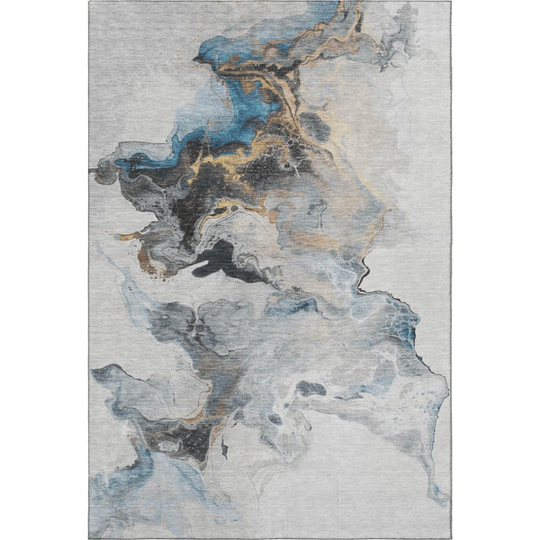 HomeRoots 5' X 8' Gray Blue And Copper Abstract Area Rug - Stylish, Washable, UV Protected for High-Traffic Spaces 697262