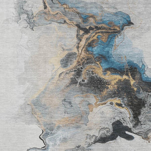 HomeRoots 8' X 10' Stylish Gray-Blue & Copper Abstract Area Rug - Washable, UV Protected & Non-Slip Design! 697264