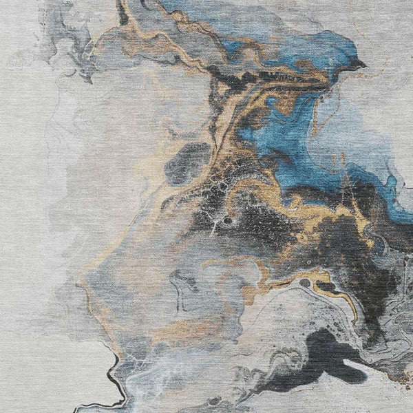 HomeRoots 8' X 10' Stylish Gray-Blue & Copper Abstract Area Rug - Washable, UV Protected & Non-Slip Design! 697264