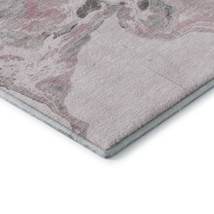 HomeRoots 5' X 8' Modern Pink Blue Silver Abstract Area Rug - Washable, UV-Protected, Stylish & Durable! 697268