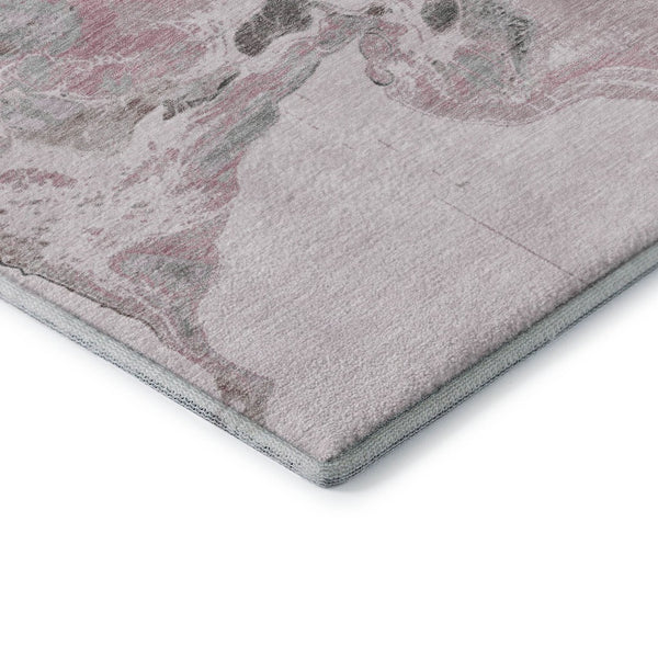 HomeRoots 5' X 8' Modern Pink Blue Silver Abstract Area Rug - Washable, UV-Protected, Stylish & Durable! 697268