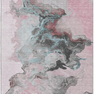 HomeRoots 9' X 12' Abstract Washable Area Rug in Pink, Blue & Silver – Soft, Durable, UV Protected & Stylish! 697271