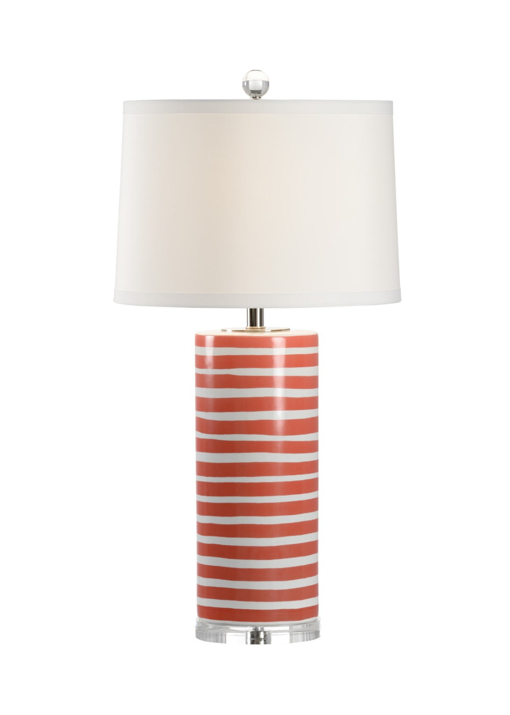 Chelsea House Orange Hand-Painted Banded Lamp On Crystal Base — 31.5" Ceramic Column Accent For Modern Homes 69728