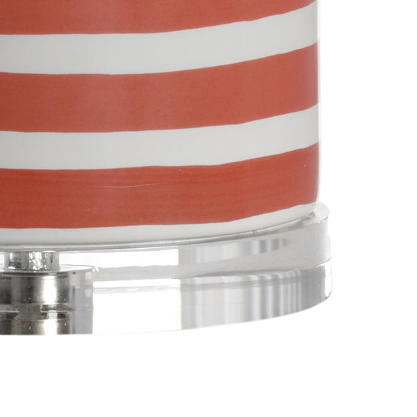 Chelsea House Orange Hand-Painted Banded Lamp On Crystal Base — 31.5" Ceramic Column Accent For Modern Homes 69728