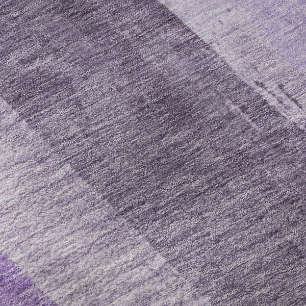 HomeRoots 8' Purple and Ivory Striped Washable Round Rug - Durable, UV-Protected, Stain-Resistant Design for Homes 697287