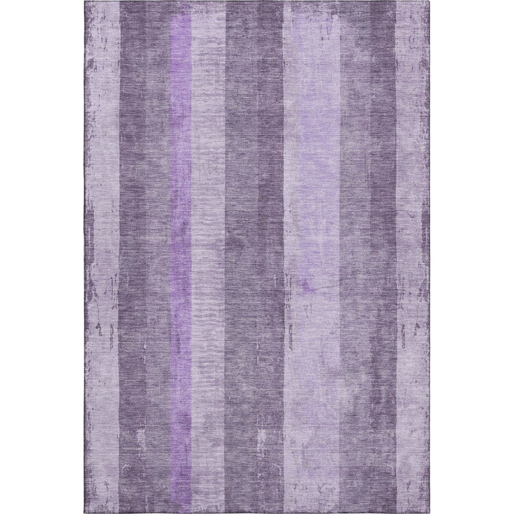 HomeRoots 9' X 12' Purple and Ivory Striped Washable Area Rug – Durable, Stain-Resistant, UV Protected Comfort 697289