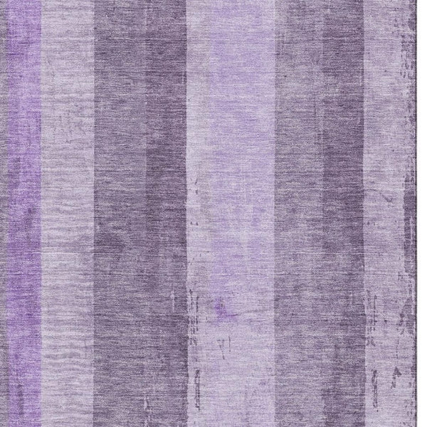 HomeRoots 9' X 12' Purple and Ivory Striped Washable Area Rug – Durable, Stain-Resistant, UV Protected Comfort 697289