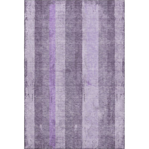 HomeRoots 10' X 14' Striped Area Rug in Purple and Ivory - Washable, UV-Protected, Perfect for High-Traffic Spaces 697290