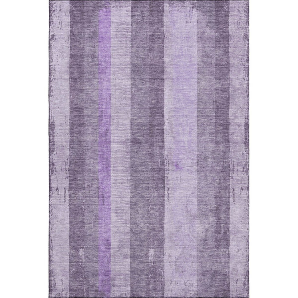 HomeRoots 10' X 14' Striped Area Rug in Purple and Ivory - Washable, UV-Protected, Perfect for High-Traffic Spaces 697290