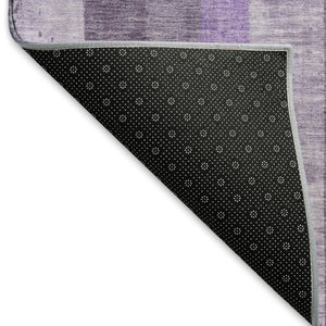 HomeRoots 10' X 14' Striped Area Rug in Purple and Ivory - Washable, UV-Protected, Perfect for High-Traffic Spaces 697290