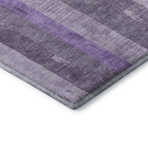 HomeRoots 10' X 14' Striped Area Rug in Purple and Ivory - Washable, UV-Protected, Perfect for High-Traffic Spaces 697290