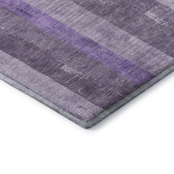 HomeRoots 10' X 14' Striped Area Rug in Purple and Ivory - Washable, UV-Protected, Perfect for High-Traffic Spaces 697290