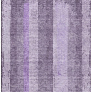 HomeRoots 10' X 14' Striped Area Rug in Purple and Ivory - Washable, UV-Protected, Perfect for High-Traffic Spaces 697290
