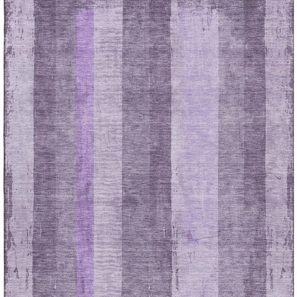 HomeRoots 10' X 14' Striped Area Rug in Purple and Ivory - Washable, UV-Protected, Perfect for High-Traffic Spaces 697290