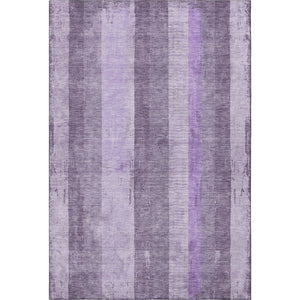 HomeRoots 10' X 14' Striped Area Rug in Purple and Ivory - Washable, UV-Protected, Perfect for High-Traffic Spaces 697290