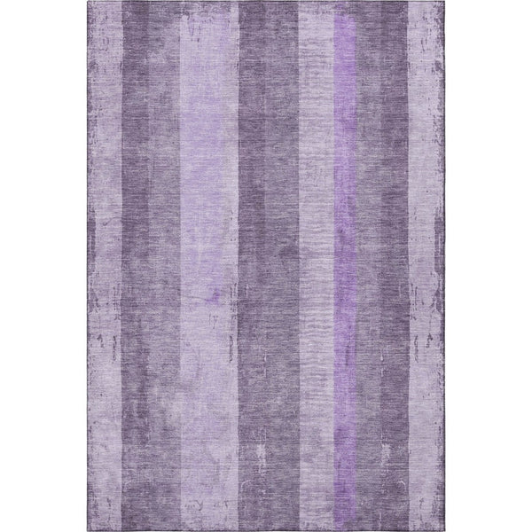HomeRoots 10' X 14' Striped Area Rug in Purple and Ivory - Washable, UV-Protected, Perfect for High-Traffic Spaces 697290