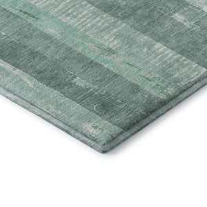 HomeRoots 5' X 8' Washable Pale Aqua Teal & Beige Striped Area Rug with UV Protection for Coastal Charm 697292