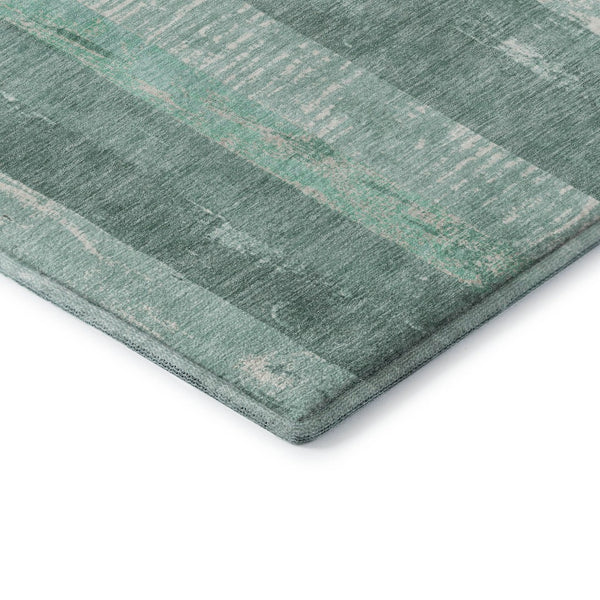 HomeRoots 5' X 8' Washable Pale Aqua Teal & Beige Striped Area Rug with UV Protection for Coastal Charm 697292