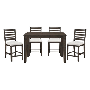 English Elm Classic 5Pc Dark Espresso Counter Height Dining Set With Extendable Table & Upholstered Chairs B011S01907