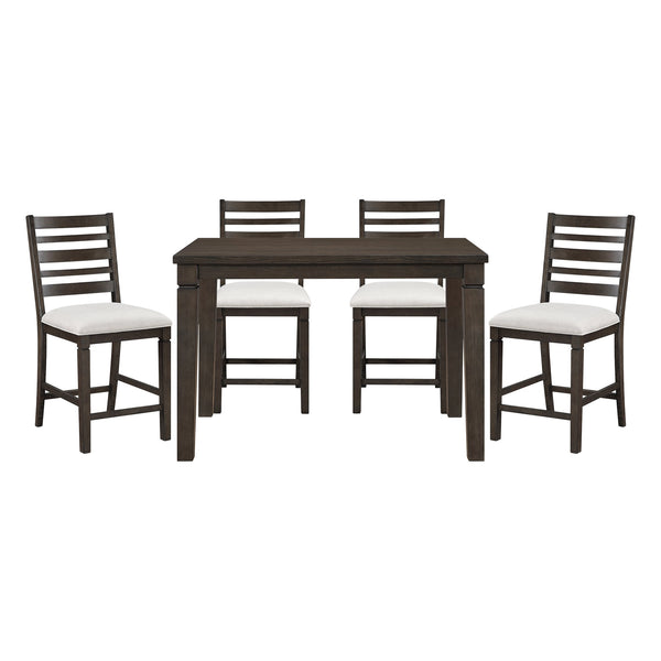 English Elm Classic 5Pc Dark Espresso Counter Height Dining Set With Extendable Table & Upholstered Chairs B011S01907