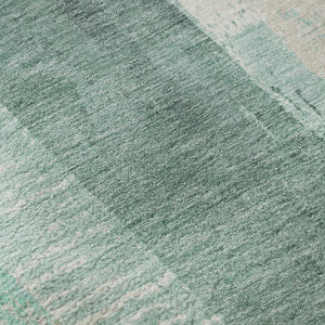 HomeRoots 8' Pale Aqua Teal & Beige Striped Washable Round Rug - Durable, UV-Protected, Stain-Resistant Design 697293