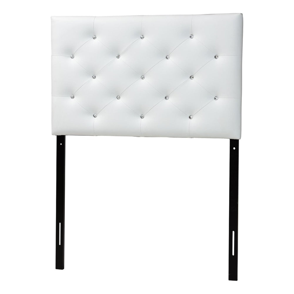 Baxton Studio Baxton Studio Viviana Twin Headboard - Stylish Button-Tufted Faux Leather, Adjustable Height Design BBT6506-White-Twin HB