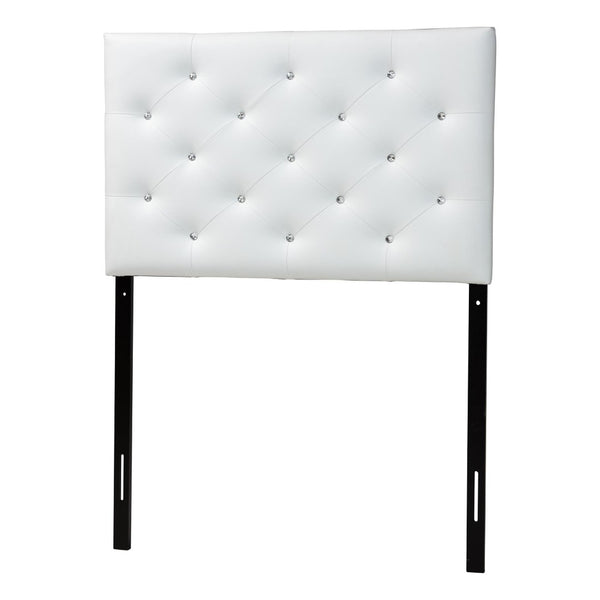 Baxton Studio Baxton Studio Viviana Twin Headboard - Stylish Button-Tufted Faux Leather, Adjustable Height Design BBT6506-White-Twin HB