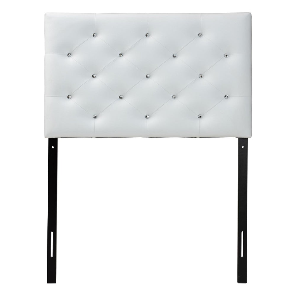 Baxton Studio Baxton Studio Viviana Twin Headboard - Stylish Button-Tufted Faux Leather, Adjustable Height Design BBT6506-White-Twin HB