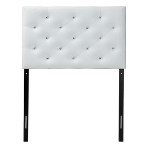 Baxton Studio Baxton Studio Viviana Twin Headboard - Stylish Button-Tufted Faux Leather, Adjustable Height Design BBT6506-White-Twin HB