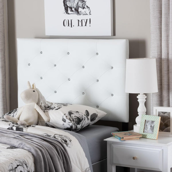 Baxton Studio Baxton Studio Viviana Twin Headboard - Stylish Button-Tufted Faux Leather, Adjustable Height Design BBT6506-White-Twin HB