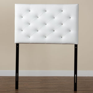 Baxton Studio Baxton Studio Viviana Twin Headboard - Stylish Button-Tufted Faux Leather, Adjustable Height Design BBT6506-White-Twin HB