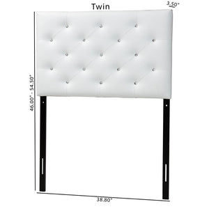 Baxton Studio Baxton Studio Viviana Twin Headboard - Stylish Button-Tufted Faux Leather, Adjustable Height Design BBT6506-White-Twin HB