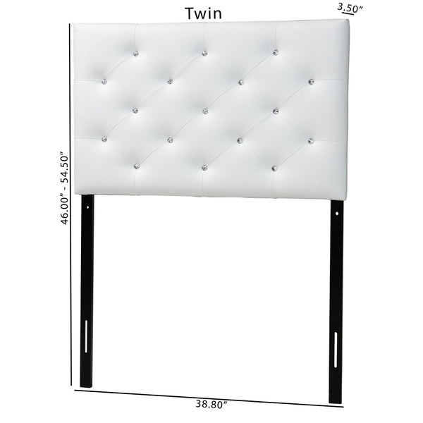 Baxton Studio Baxton Studio Viviana Twin Headboard - Stylish Button-Tufted Faux Leather, Adjustable Height Design BBT6506-White-Twin HB