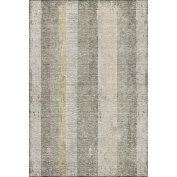 HomeRoots 9' X 12' Taupe Beige & Tan Striped Area Rug - Washable, UV Protected, Stain Resistant for Home Use 697301