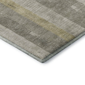 HomeRoots 9' X 12' Taupe Beige & Tan Striped Area Rug - Washable, UV Protected, Stain Resistant for Home Use 697301