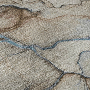 HomeRoots 8' X 10' Modern Abstract Washable Area Rug – Beige, Blue & Gray with UV Protection for Durability 697306