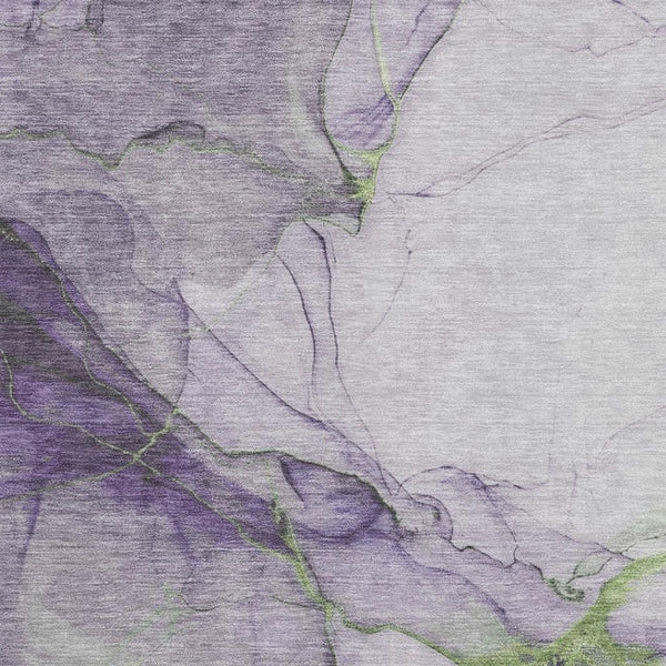 HomeRoots 5' X 8' Abstract Washable Area Rug in Purple, Green, and Ivory – UV Protected, Easy Care & Stylish! 697310