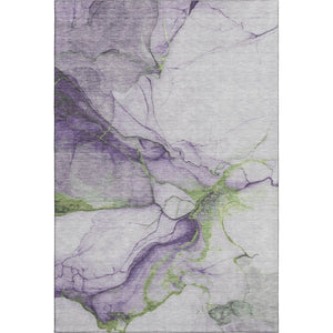 HomeRoots 8' x 10' Modern Abstract Washable Area Rug in Purple, Green & Ivory - UV Protected & Stain-Resistant 697312