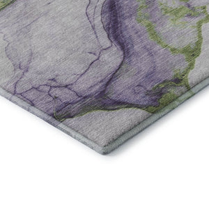 HomeRoots 8' x 10' Modern Abstract Washable Area Rug in Purple, Green & Ivory - UV Protected & Stain-Resistant 697312