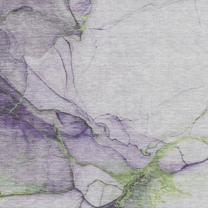 HomeRoots 8' x 10' Modern Abstract Washable Area Rug in Purple, Green & Ivory - UV Protected & Stain-Resistant 697312