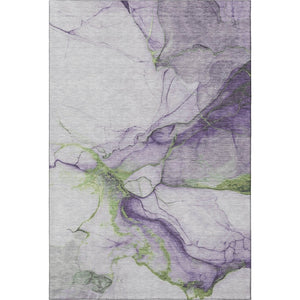 HomeRoots 8' x 10' Modern Abstract Washable Area Rug in Purple, Green & Ivory - UV Protected & Stain-Resistant 697312