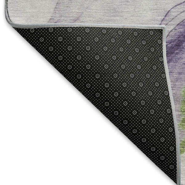 HomeRoots 10' X 14' Abstract Washable Area Rug in Purple, Green & Ivory - UV Protected, Durable & Stylish! 697314